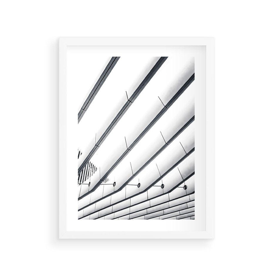 Plakat w ramie 30x40 - Czarno-Biała Fotografia Architektury - nowoczesna architektura, bialo czarny - rama biała