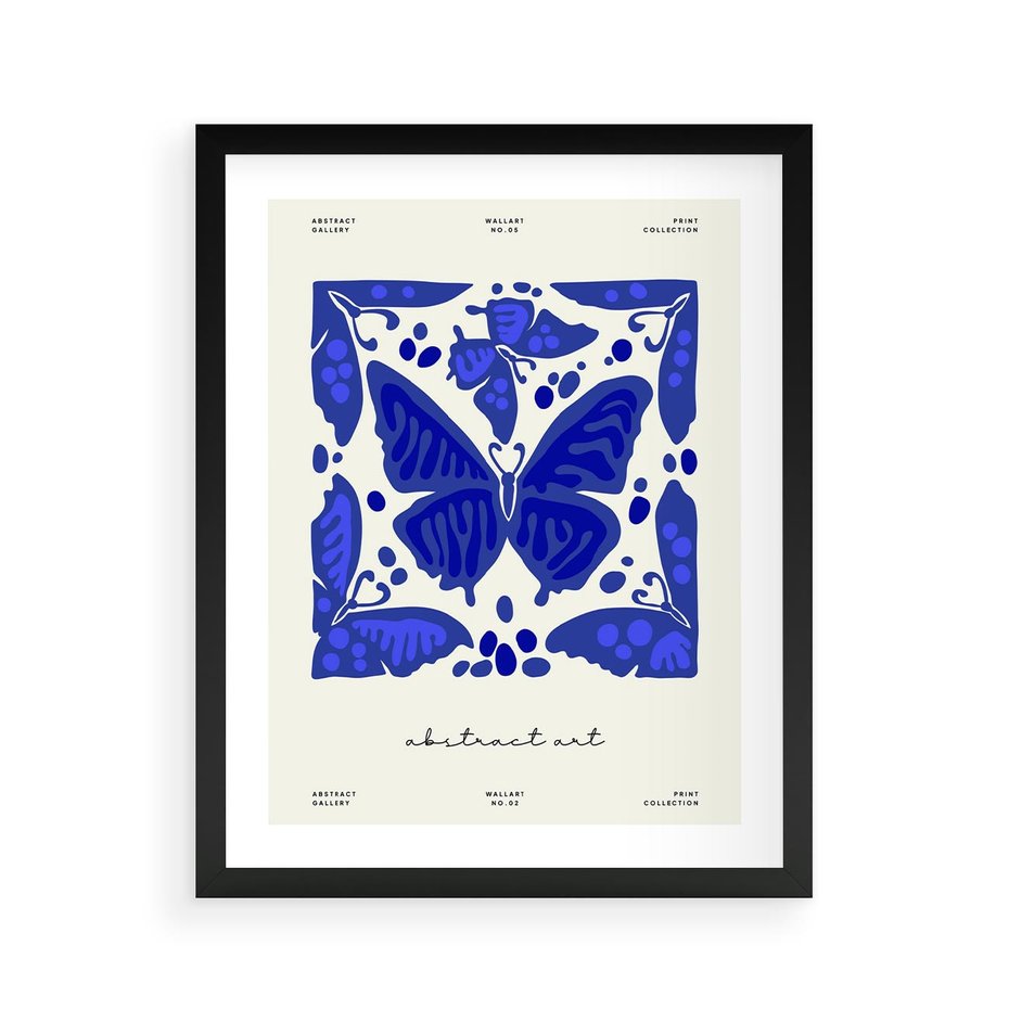 Plakat w ramie 40x50 - Wibracje Wnętrza - nowoczesny plakat, odcienie błękitu - rama czarna