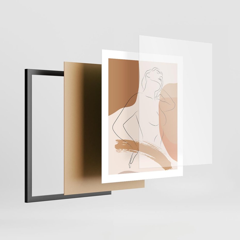 Plakat w ramie 40x50 - Sztuka Prostoty - kobieta, szkic - rama czarna