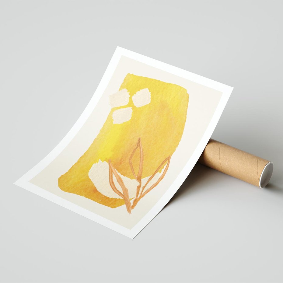 Plakat bez ramy 40x50 - Kolorowe Marzenia - abstrakcyjna żółta plama, akwarela