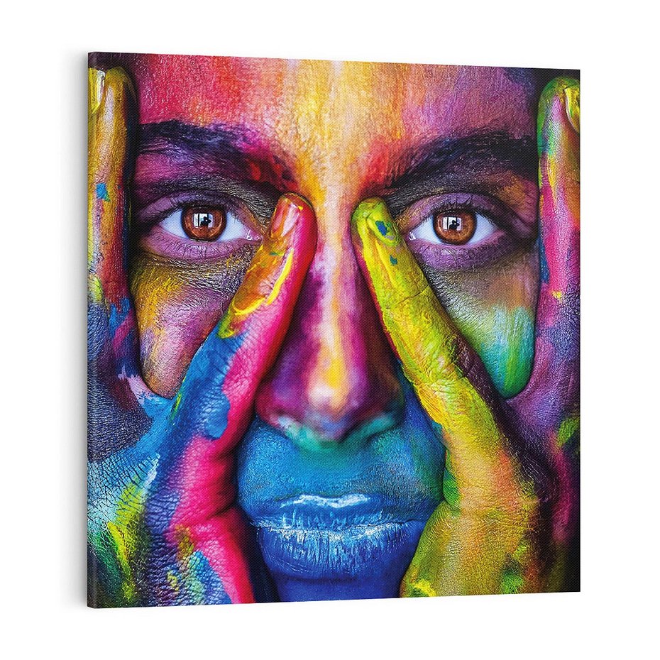 Obraz na płótnie 70x70 - Abstrakcyjna refleksja człowieka - człowiek, abstrkacja