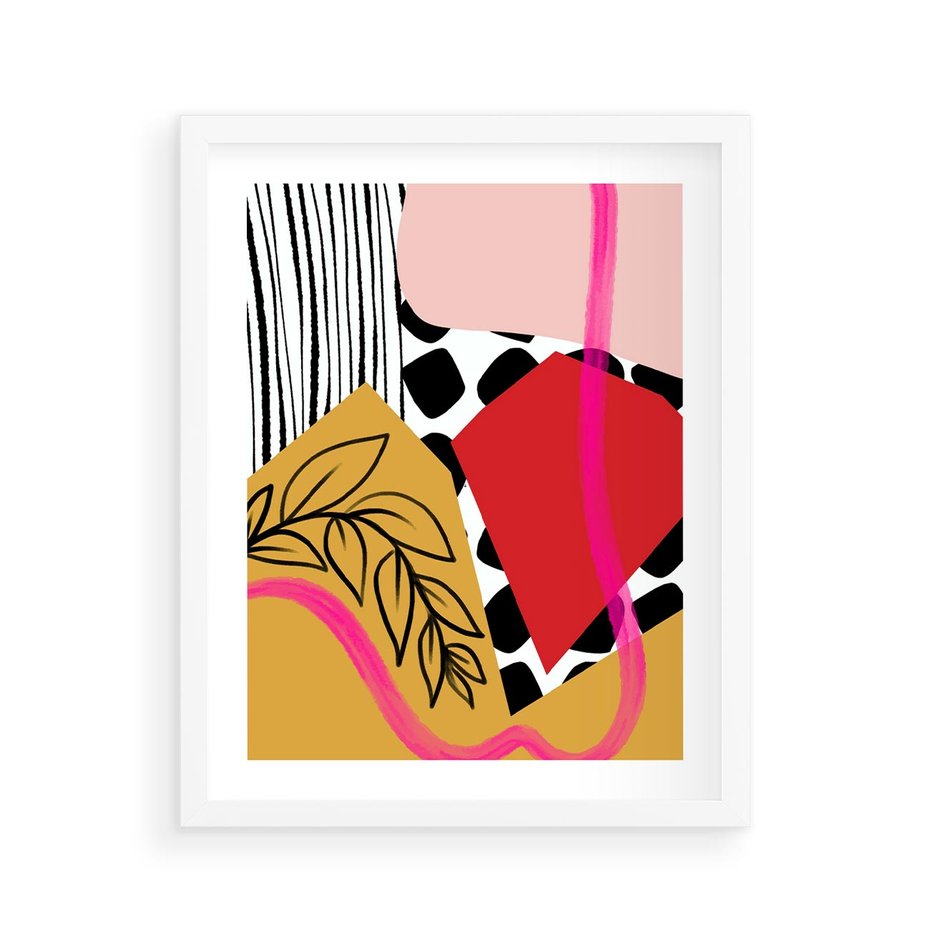 Plakat w ramie 40x50 - Wnętrza Form - abstrakcyjna kompozycja, różne tekstury - rama biała