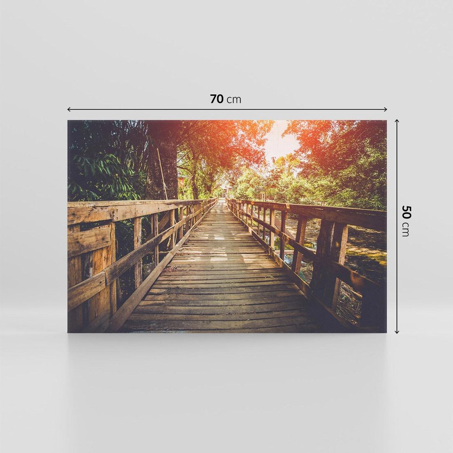 Obraz na płótnie 70x50 - Optyczne wrażenie na drewnianym moście - most, drewniany