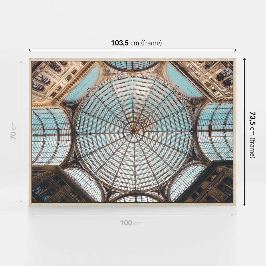 Obraz w ramie 100x70 - Magia Sklepienia - sklepienie, szklany dach - rama drewno