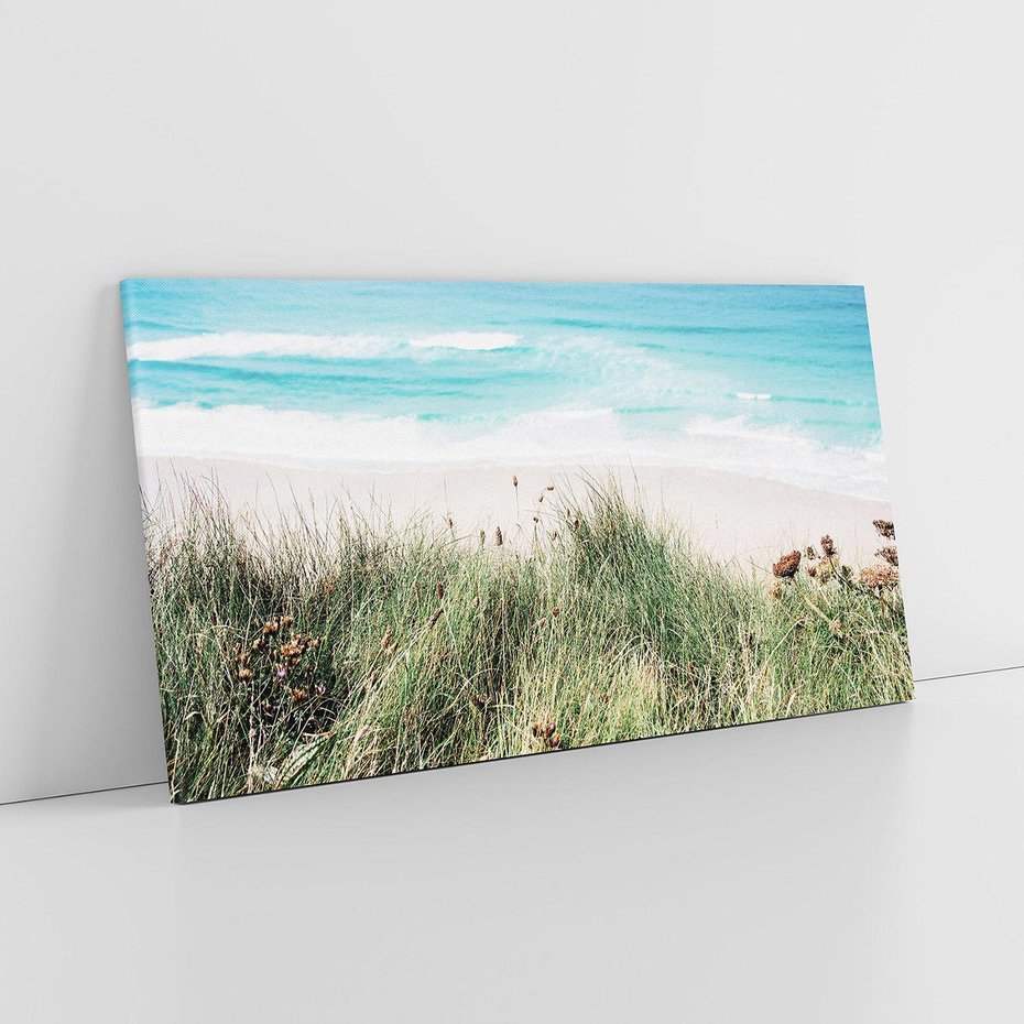 Obraz na płótnie 140x70 - Harmonia Natury - widok z wydm, wydmy porośnięte trawami