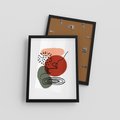 Plakat w ramie 30x40 - Boho w Brązie - abstrakcyjna sztuka, boho kształty - rama czarna