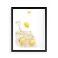 Plakat w ramie 40x50 - Cytrynowa Siatka - cytryny, materiałowa siatka - rama czarna