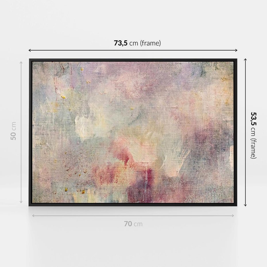 Obraz w ramie 70x50 - Miękka Melodia Pasteli - olejne płótno, pastelowe kolory - rama czarna
