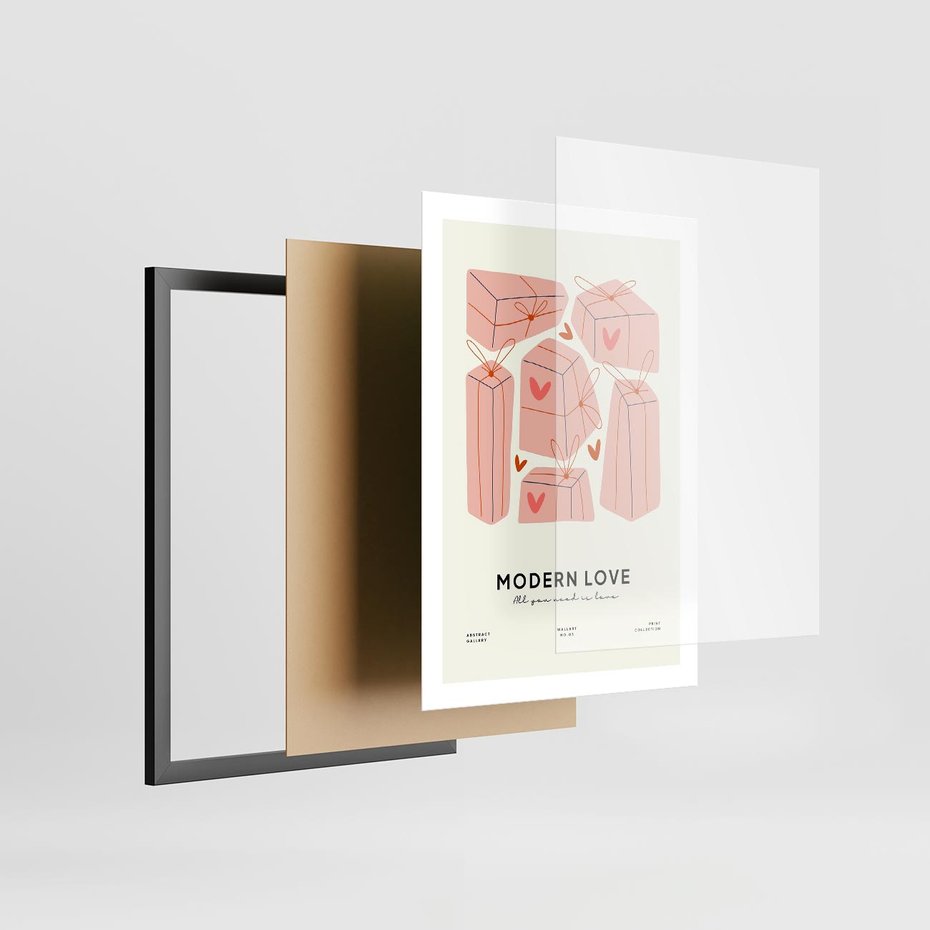 Plakat w ramie 50x70 - Nowoczesna Miłość - nowoczesna grafika, pastelowe kolory - rama czarna