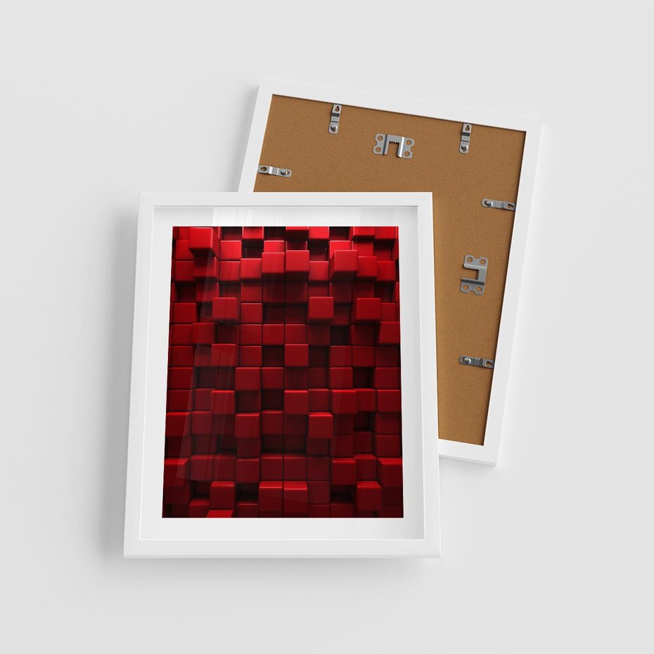 Plakat w ramie 40x50 - Geometryczne 3D: wizja przestrzeni - geometryczne, 3D - rama biała
