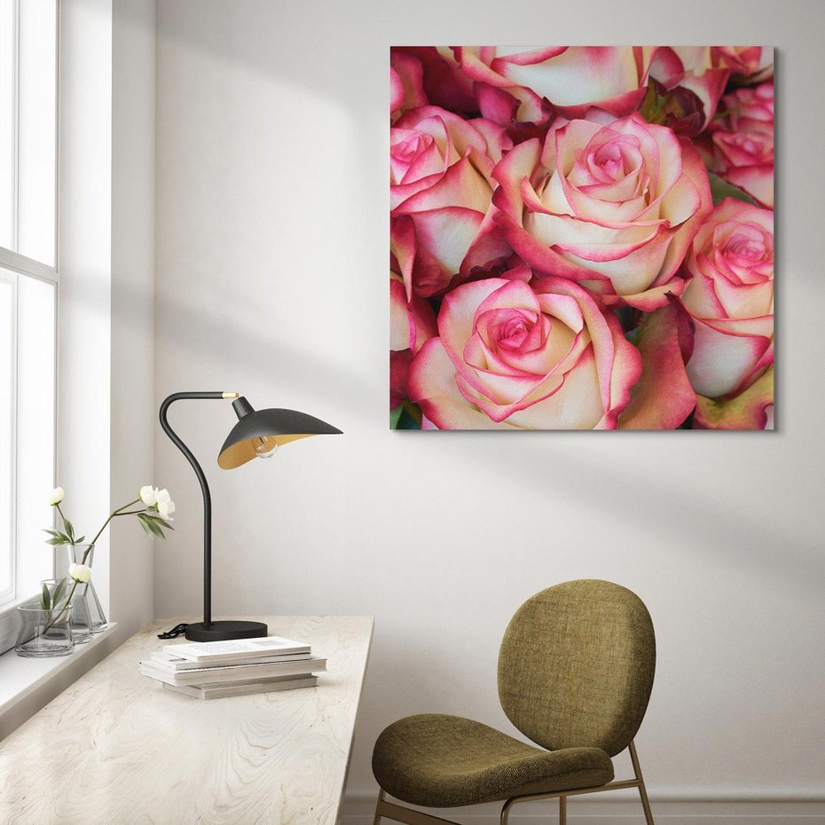 Obraz na płótnie 40x40 - Różany urok - kwiaty, róże