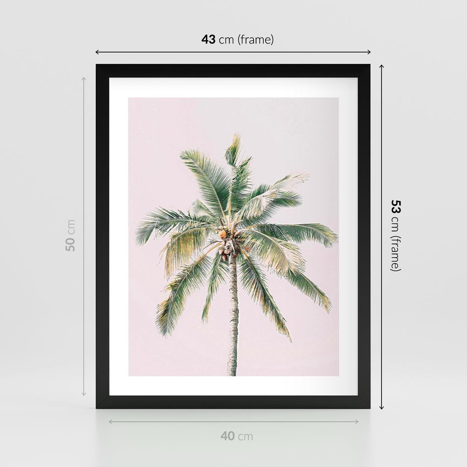 Plakat w ramie 40x50 - Błogość Tropików - palma, tropiki - rama czarna