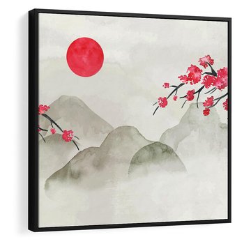 Obraz w ramie 50x50 - Harmonia Japandi - styl japandi, japonia - rama czarna