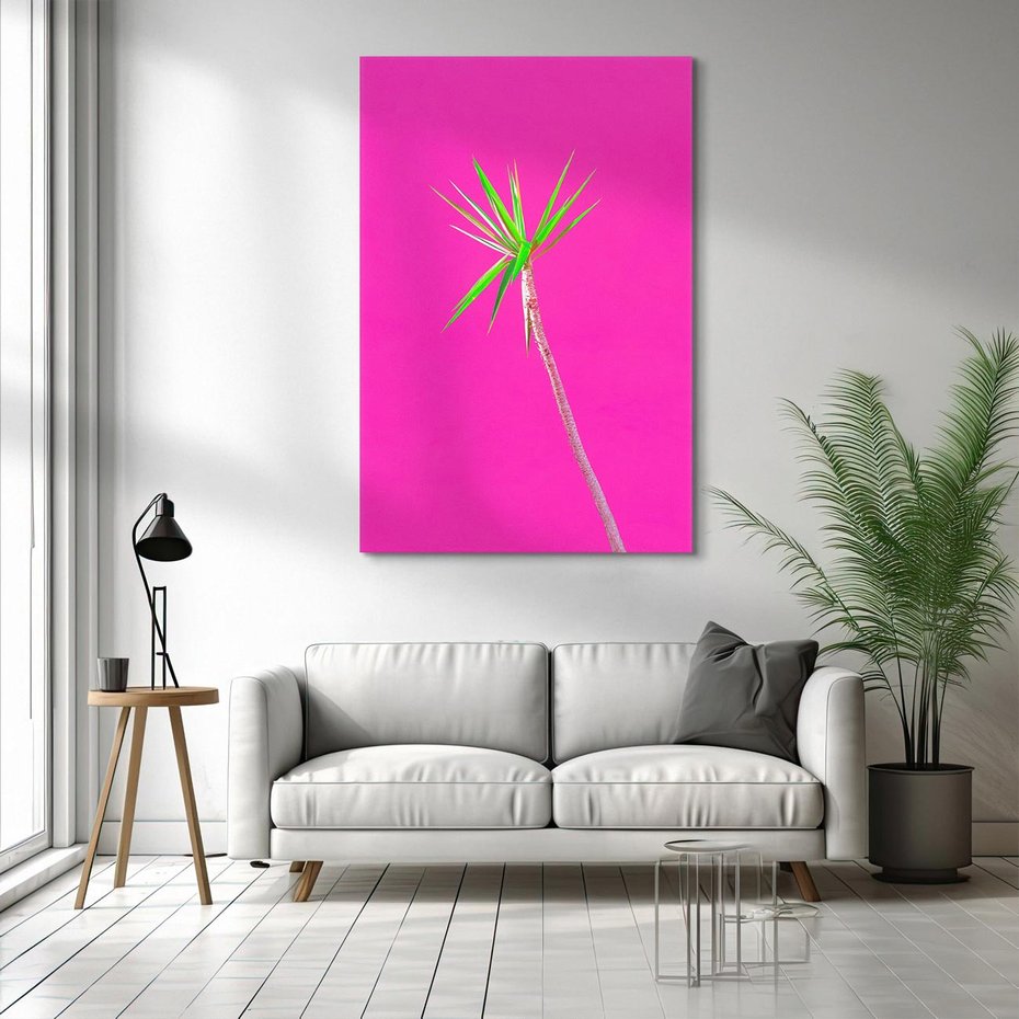 Obraz na płótnie 80x120 - Retro Stylizacja - palma, liście