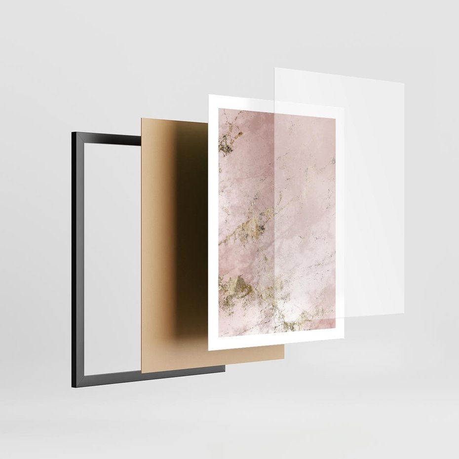 Plakat w ramie 50x70 - Piękno w Szczegółach - marmur, złoto - rama czarna