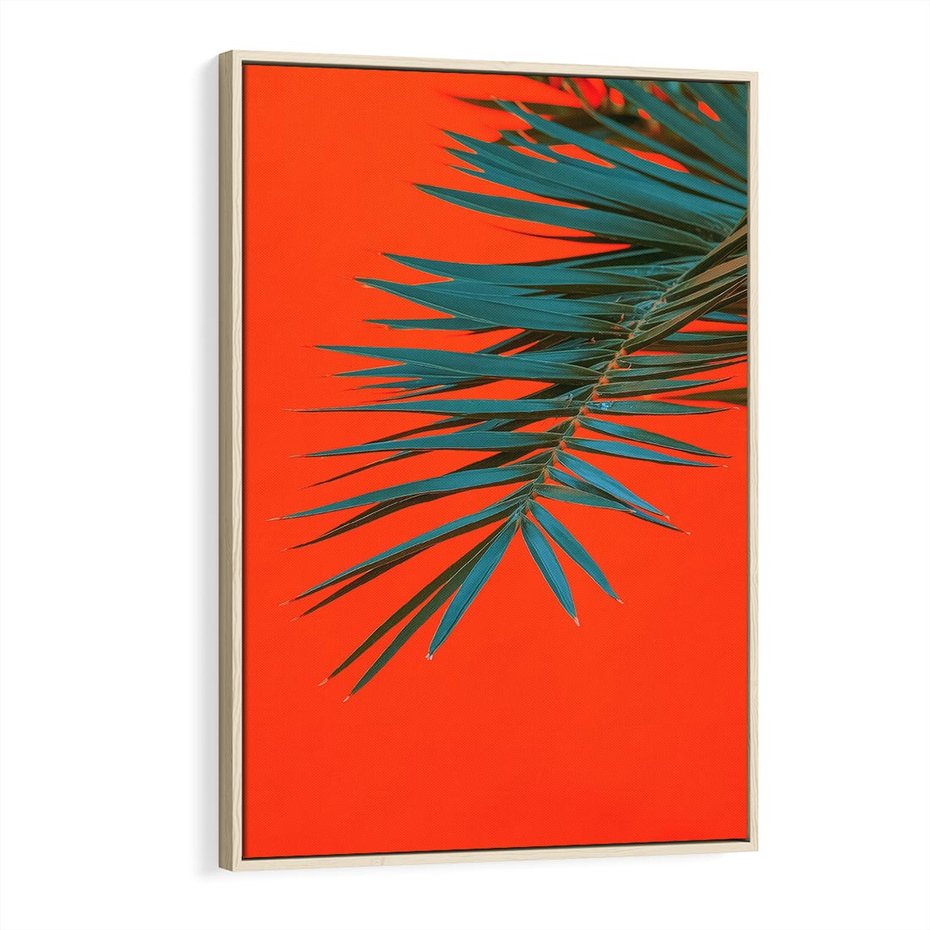 Obraz w ramie 80x120 - Egzotyczny Urok - liście, palma - rama drewno