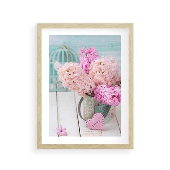 Plakat w ramie 30x40 - Kwiatowa harmonia hiacyntów - kwiaty, hiacynty - rama drewno