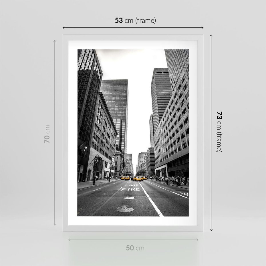 Plakat w ramie 50x70 - Ulica Nowego Jorku - ulica, Nowy Jork - rama biała