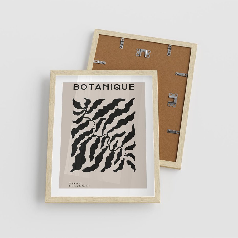 Plakat w ramie 40x50 - Księga Odbić - abstrakcyjne liśćie, roślinne motywy - rama drewno