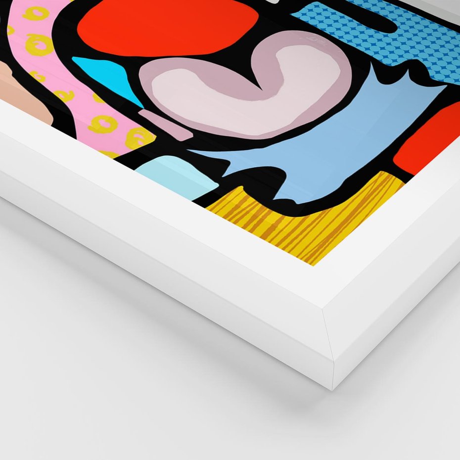 Plakat w ramie 30x40 - Czarny Komiks - abstrakcyjne formy, komiksowy styl - rama biała