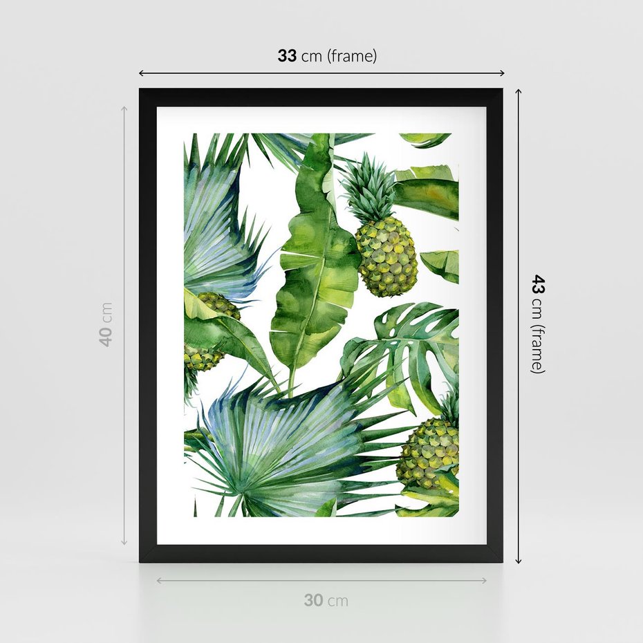 Plakat w ramie 30x40 - Oaza Natury - liście, tropikalne - rama czarna