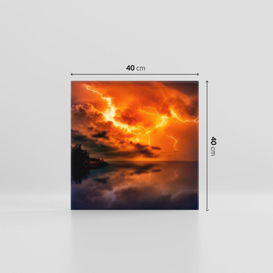 Obraz na płótnie 40x40 - Burza nad morzem z piorunem - burza, piorun