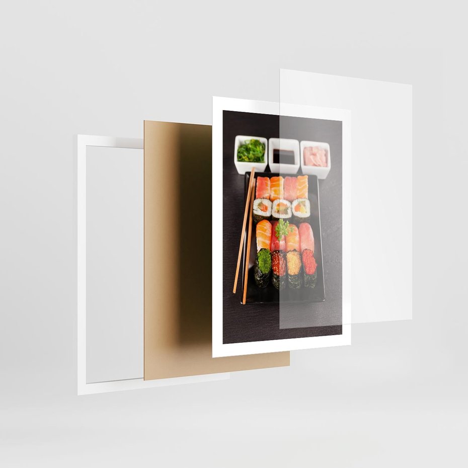 Plakat w ramie 50x70 - Kulinarne podróże do Japonii - sushi, japonia - rama biała