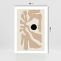 Plakat bez ramy 50x70 - Eksploracja Abstrakcji - beżowa absrakcyjna kompozycja, czarny akcent