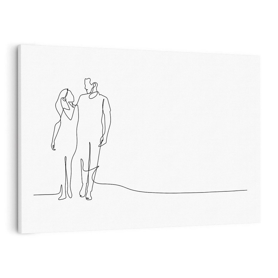 Obraz na płótnie 100x70 - Wspólne Kroki - line art, szkic