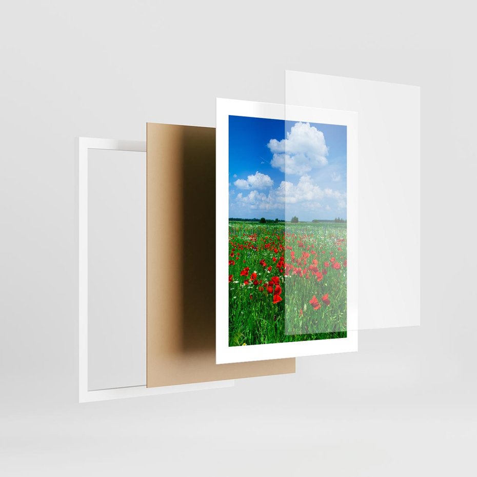 Plakat w ramie 30x40 - Kolorowa łąka pełna maku - łąka, maki - rama biała