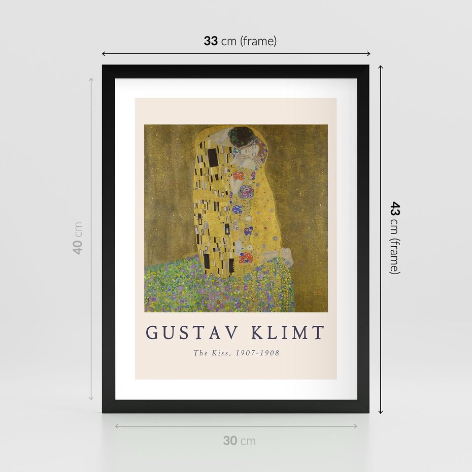 Plakat w ramie 30x40 - Sztuka Klimta - gustav klimt, pocałunek - rama czarna