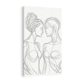 Obraz na płótnie 50x70 - Dialog z cieniami duszy - sztuka one line art, jedna kreska