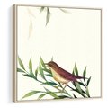 Obraz w ramie 50x50 - Roślinne Nastroje - japońska sztuka, ptak - rama drewno