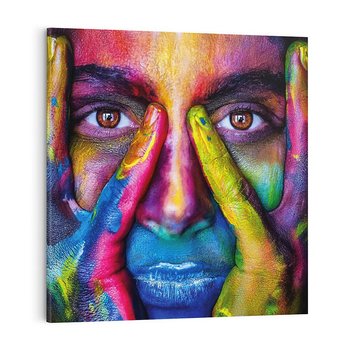Obraz na płótnie 40x40 - Abstrakcyjna refleksja człowieka - człowiek, abstrkacja