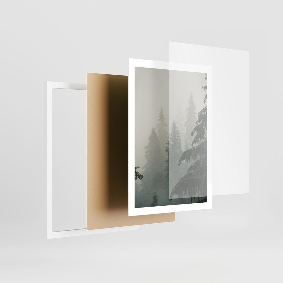 Plakat w ramie 50x70 - Mglista przemiana lasu - las, mgła - rama biała