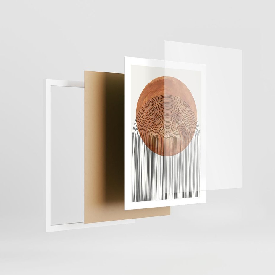 Plakat w ramie 50x70 - Złote Akcenty - nowoczesna sztuka, modern - rama biała