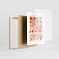 Plakat w ramie 30x40 - Migotliwa Euforia - kompozycja w łososiowym kolorze, kwiaty - rama drewno