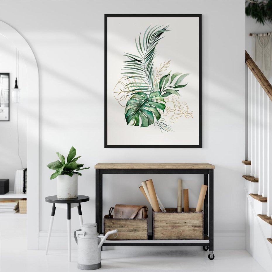 Plakat bez ramy 40x50 - Luksus w Detalu - złote, liście