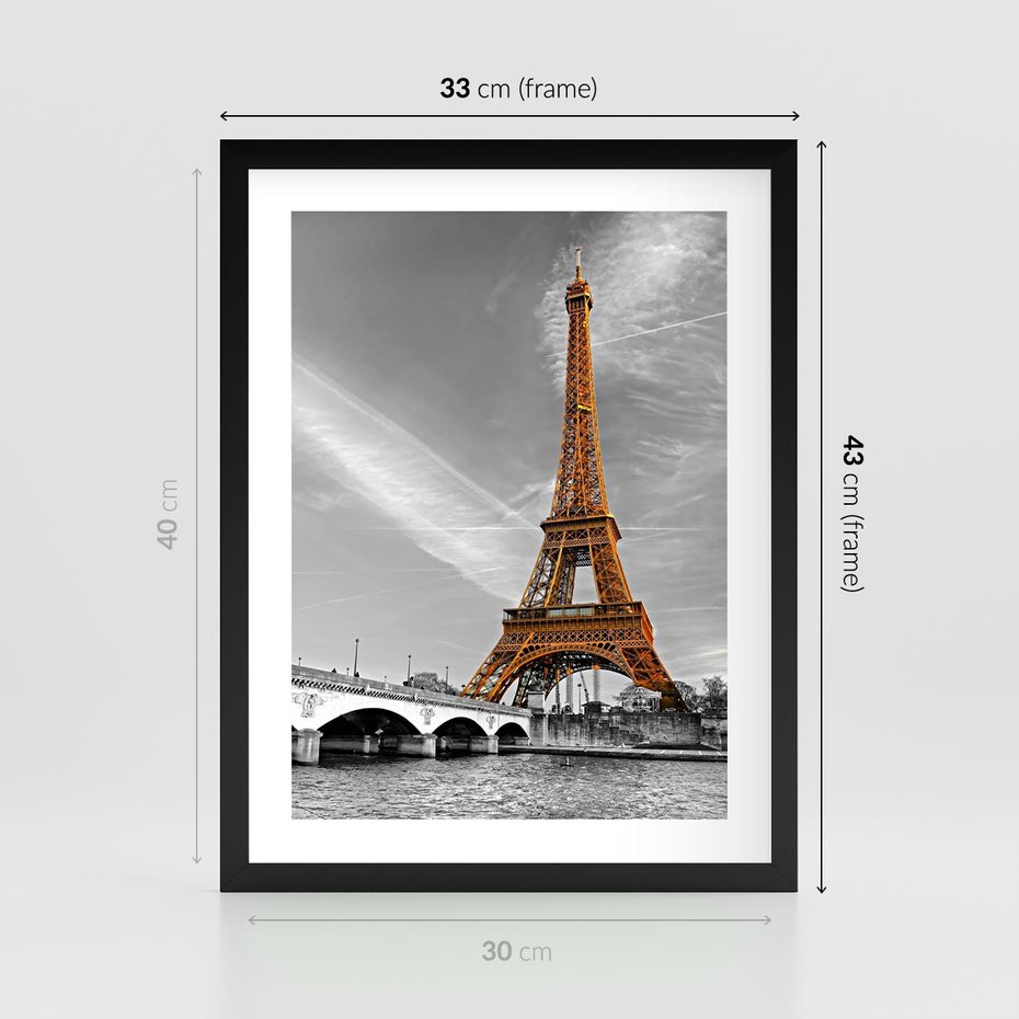 Plakat w ramie 30x40 - Echa Wieży Eiffla - wieża, Eiffla - rama czarna