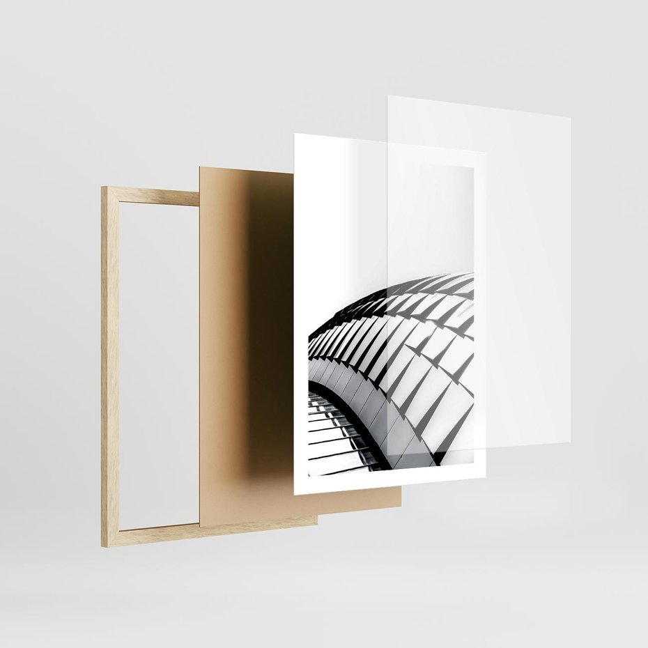 Plakat w ramie 50x70 - Dynamiczne Kształty - architektura, obłe kształty - rama drewno