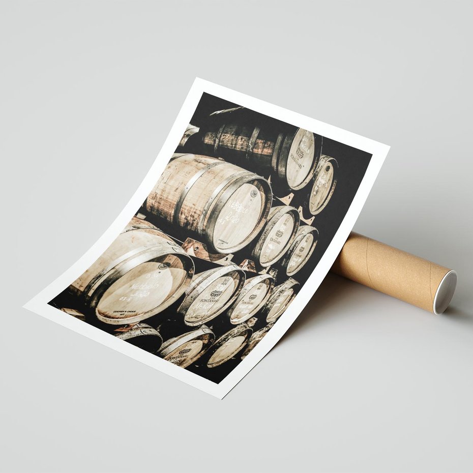 Plakat bez ramy 50x70 - Tradycyjne Beczki - beczki, rustykalna fotografia