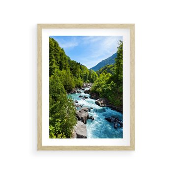 Plakat w ramie 40x50 - Górski strumyk - strumyk, góry - rama drewno