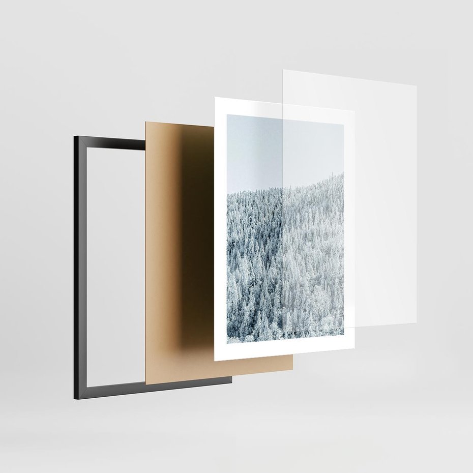 Plakat w ramie 30x40 - Cicha Zima - las, zima - rama czarna