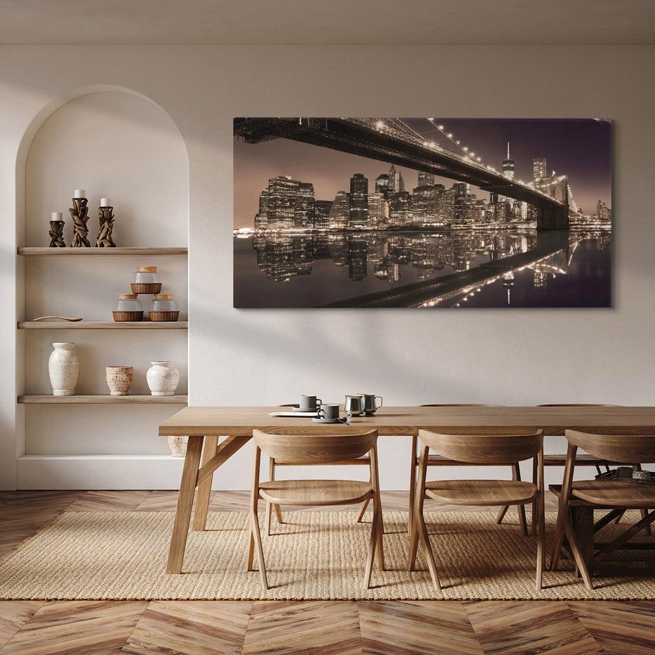 Obraz na płótnie 120x60 - Most na nocnym horyzoncie - most, noc