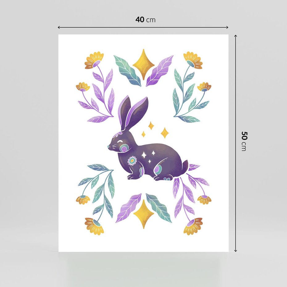 Plakat bez ramy 40x50 - Boho Wiatr - boho plakat, królik