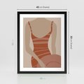 Plakat w ramie 40x50 - Kobiece Retro - minimalistyczny boho plakat, retro kobieta w stroju kąpielowym - rama czarna