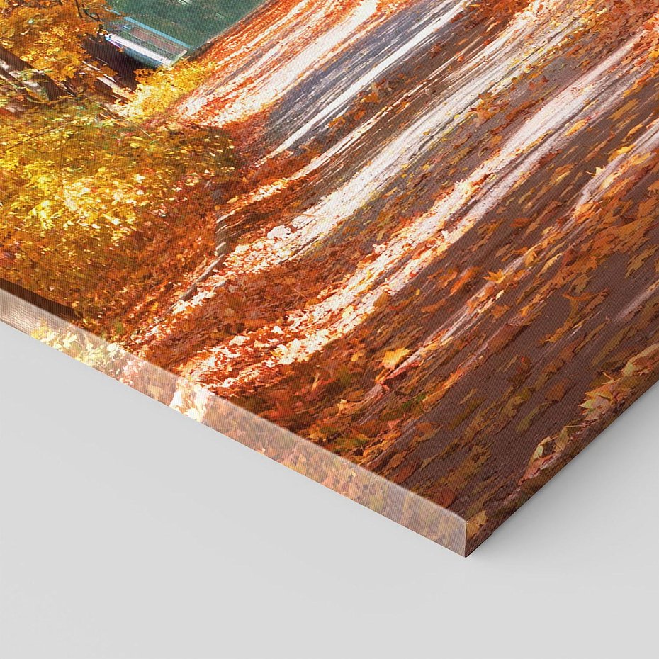 Obraz na płótnie 50x70 - Jesienna Droga: Przechadzka wśród Drzew - jesień, droga