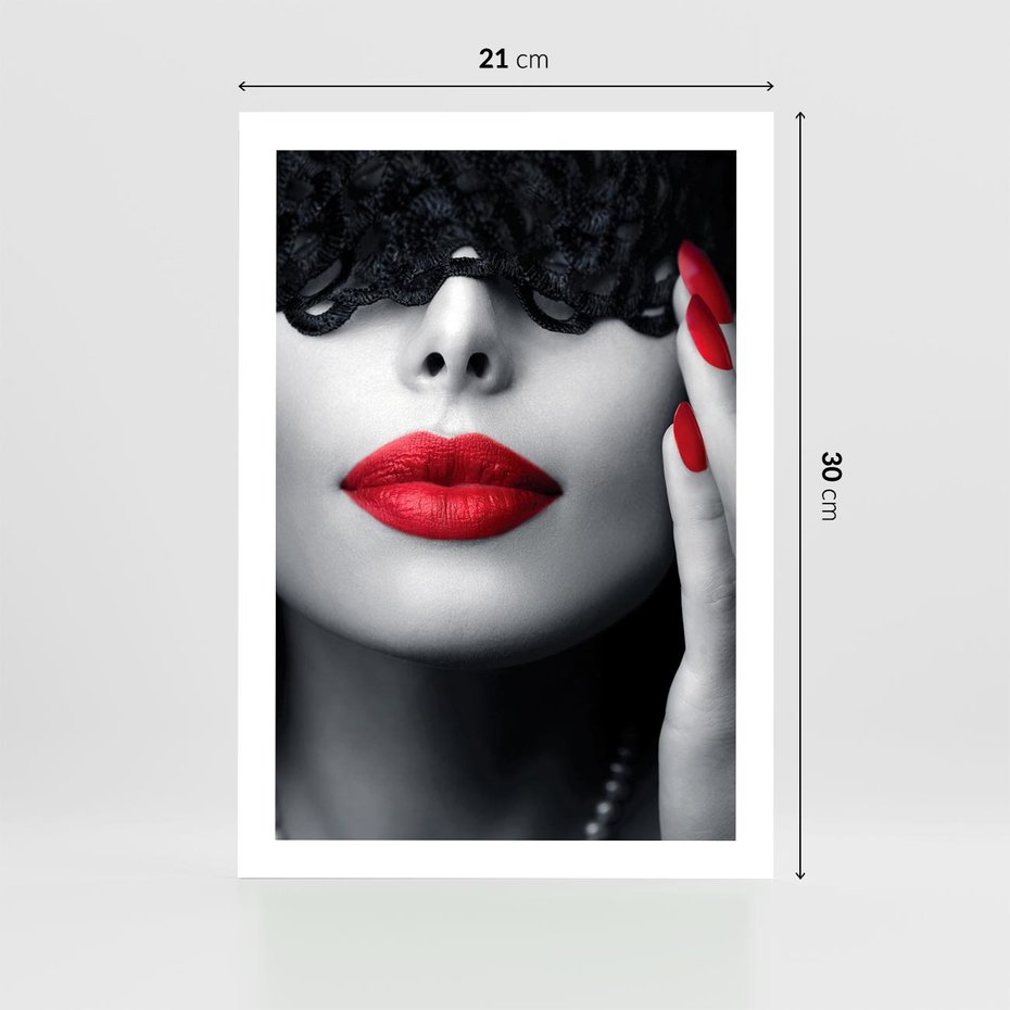 Plakat bez ramy 21x30 - Piękno usta i szminka - usta, szminka