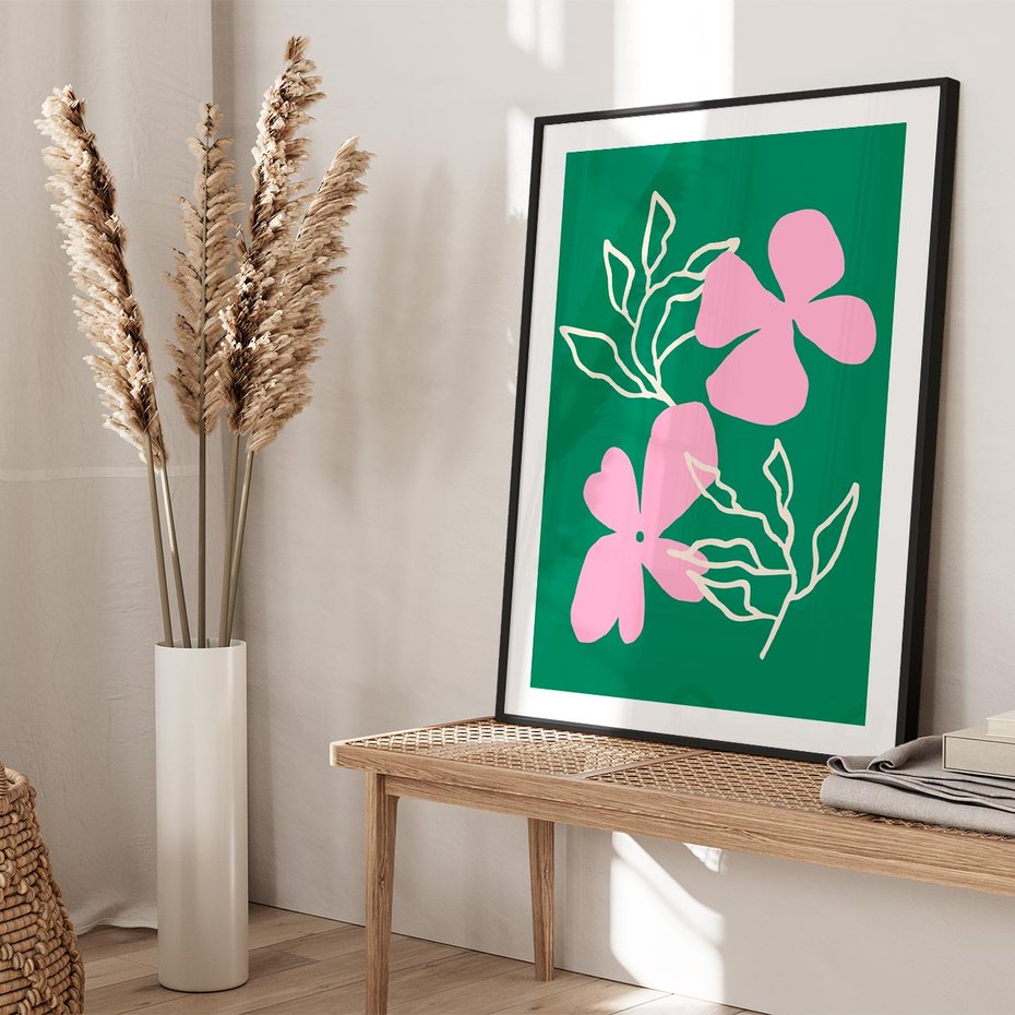 Plakat w ramie 30x40 - Wewnętrzne Fale - abstrakcyjny plakat, boho styl - rama czarna