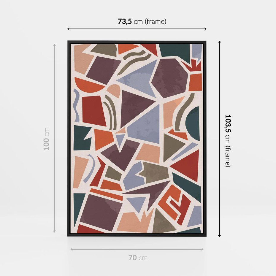 Obraz w ramie 70x100 - Intrygujące Rozbicie - gemoetryczne kształty, mozaika - rama czarna